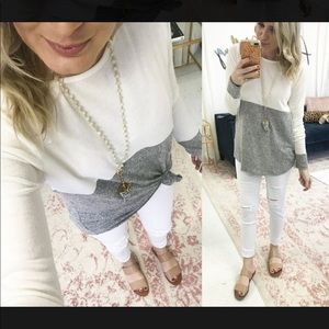 Two toned gray and white sweater